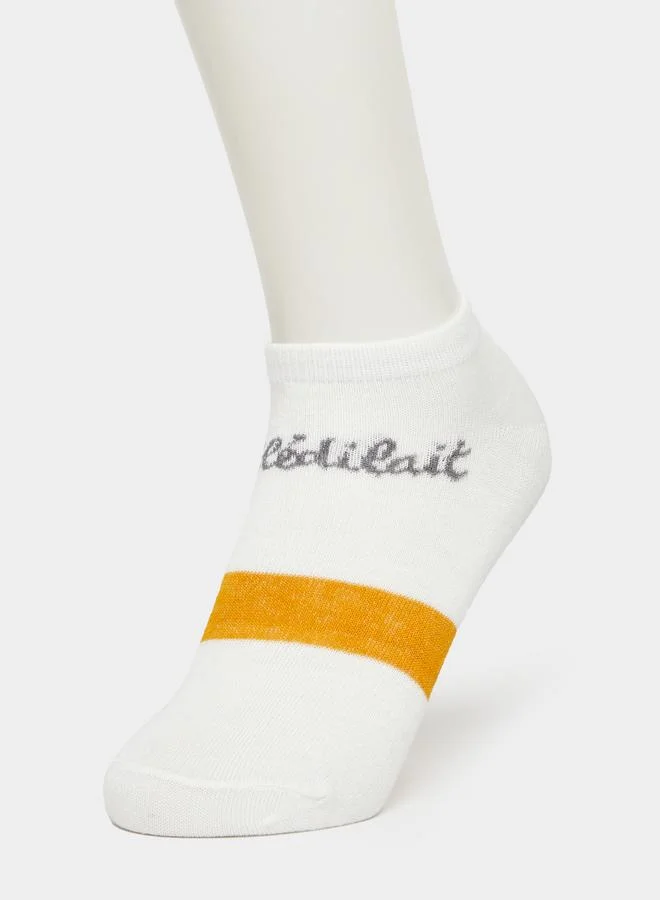 Styli Pack of 5 - Contrast Printed Detail Ankle Socks